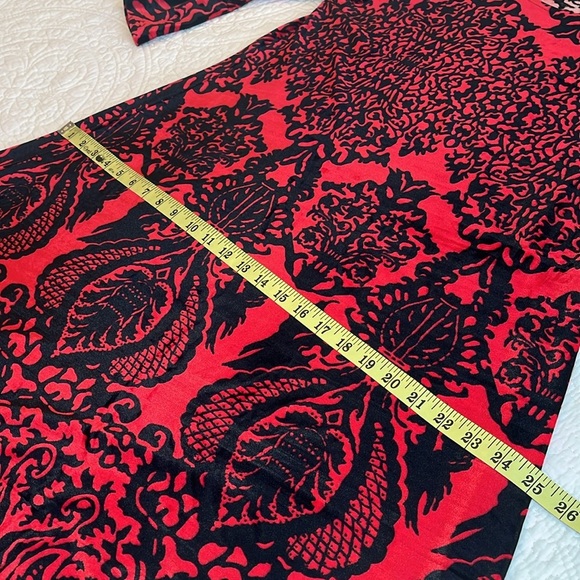 LBISSE Dress Women’s XL Velvety Stretchy Fit & Flare Red Black Boho Party - Picture 11 of 17